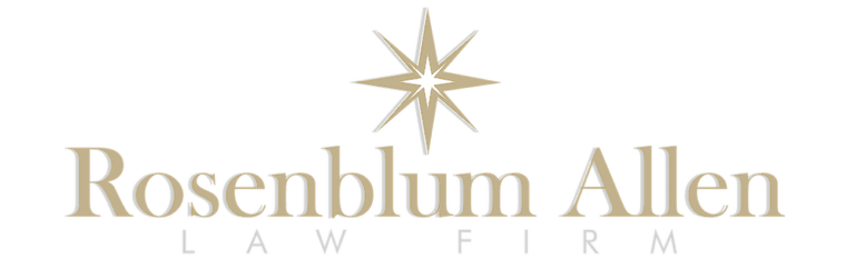 Logo of The Rosenblum Allen Law Firm, featuring the firm's name in elegant gold lettering with a stylized starburst symbol above, representing a professional and trustworthy legal brand.