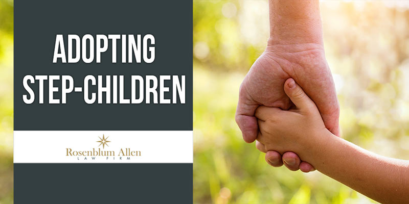 Adopting Step Children banner with new parent holding a child's hand