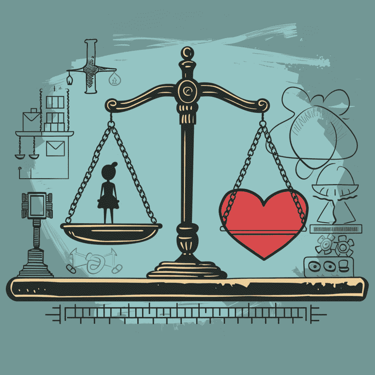 Balanced scale with a heart and a child's toy, illustrating the balance between alimony and child support in Nevada.