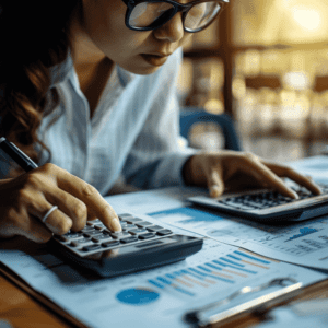 Professional tallying alimony with calculator and charts.
