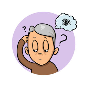 Cartoon of a confused man with a question mark above his head.