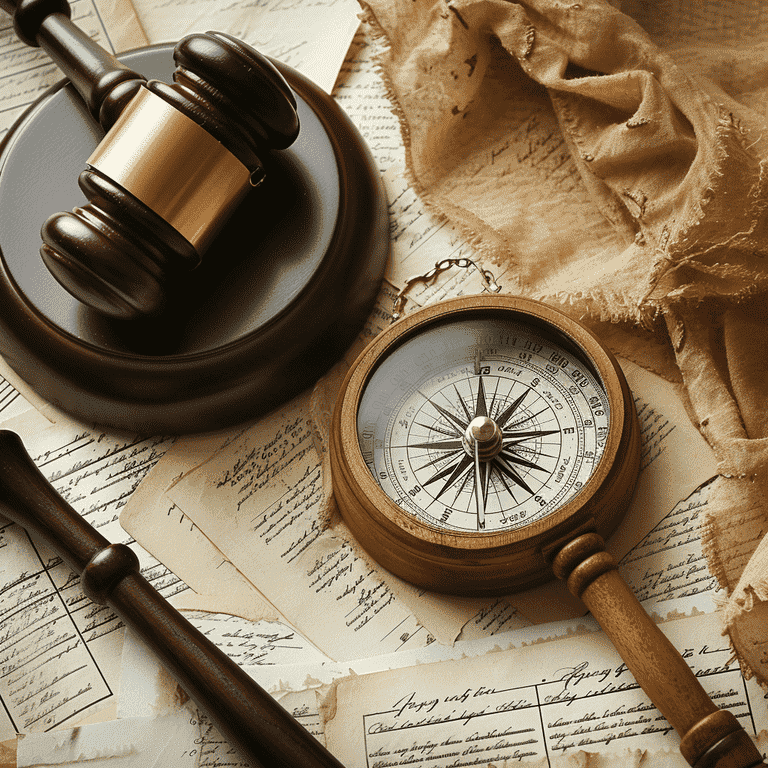 Compass on legal documents and gavel symbolizing navigation through the Family Court process.