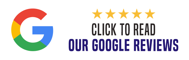 A graphic combining the Google 'G' logo in its traditional colors with the text 'OUR GOOGLE REVIEWS' next to five gold stars, suggesting a high rating on the Google reviews platform