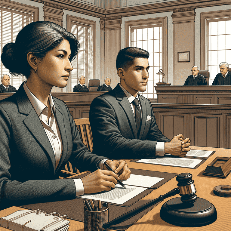 Courtroom scene emphasizing the decision-making process in plea bargains