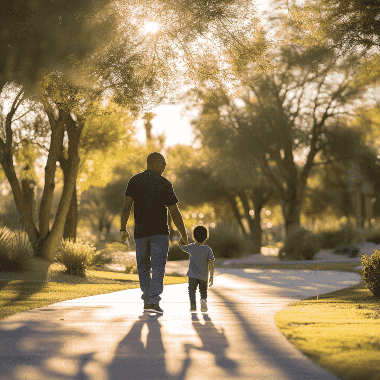 Parent and Child Bonding in a Las Vegas Park, Reflecting Positive Family Dynamics