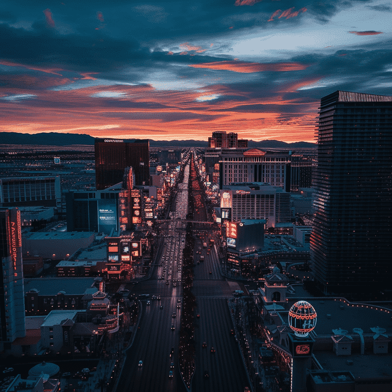 Sunrise Over Las Vegas Strip Signifying Rebuilding and New Beginnings