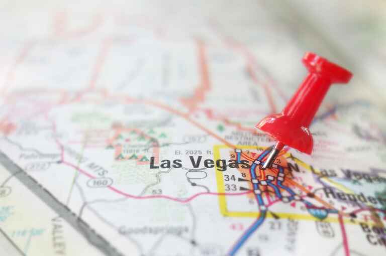Map of Las Vegas highlighting frequent DUI checkpoint locations