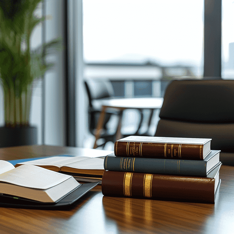 Legal consultation room in Las Vegas with resource guides and legal books, representing accessible legal support and resources.