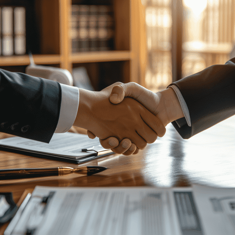 Professional Handshake between a Bail Bond Agent and Client