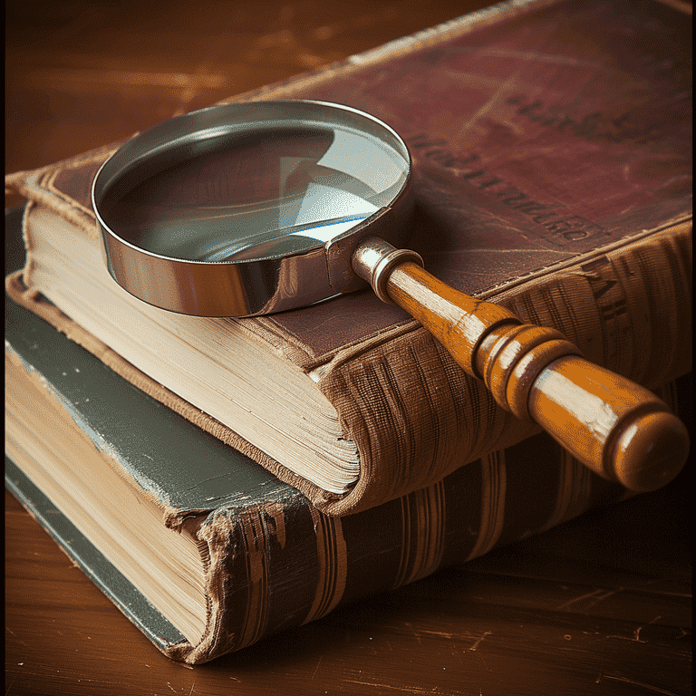 Magnifying glass on law books, representing the examination of common misconceptions in criminal defense.