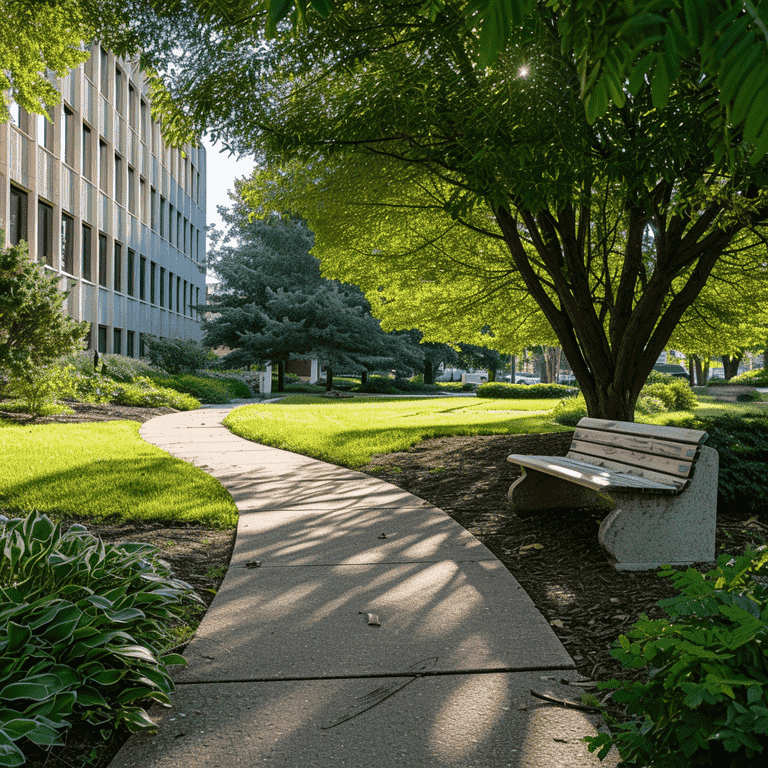 Path leading to a courthouse representing the guardianship process journey.