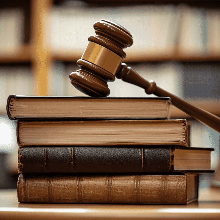 Stack of law books with a gavel on top, symbolizing the foundation of case law and precedents in legal decisions.