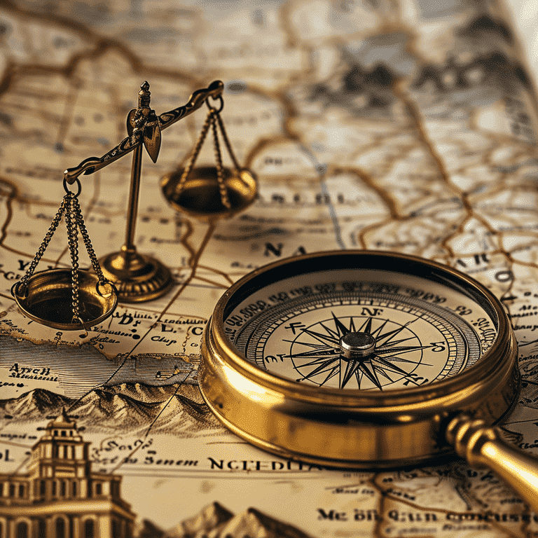 Compass on Nevada Map with Legal Symbols Representing a Guide through the Nevada Bail System