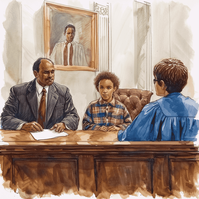 Courtroom scene depicting the assessment of parental conduct in child custody cases.