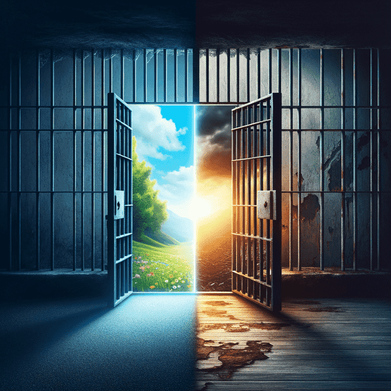 Contrasting Imagery of an Open Door for Rehabilitation and a Closed Cell for Recidivism, Highlighting the Impact of Sentencing Guideline