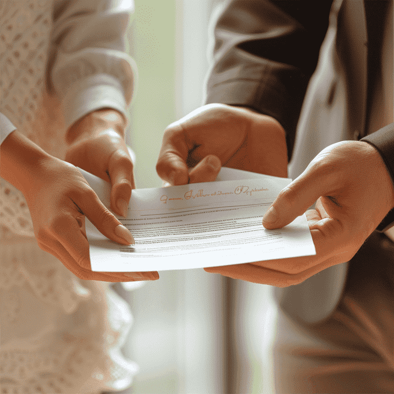 Parents' Hands Holding a Custody Agreement with a Child's Hand on Top, Symbolizing Agreement and Child's Welfare