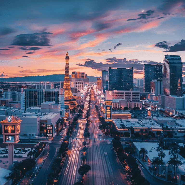 Las Vegas skyline with courthouse highlighting Nevada's legal landscape.