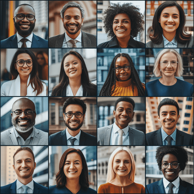 Collage of diverse, smiling individuals representing satisfied clients with successful personal injury cases.