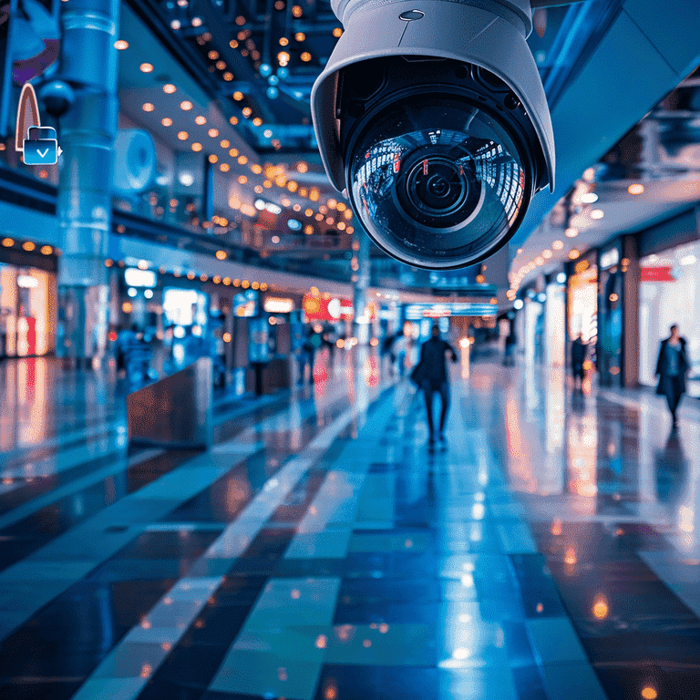 Security Camera Overlooking Public Area for Crime Prevention