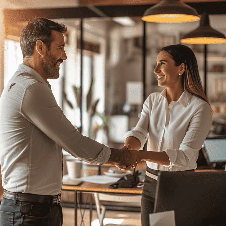 "Individual and estate planner shaking hands, signifying the implementation of an estate plan