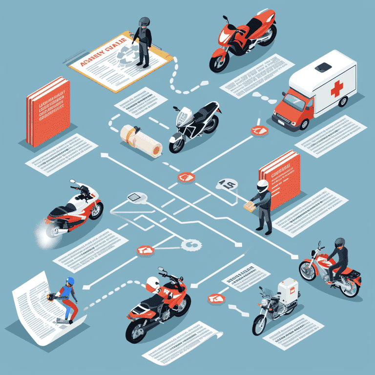 Flowchart of the motorcycle accident claims process in Las Vegas