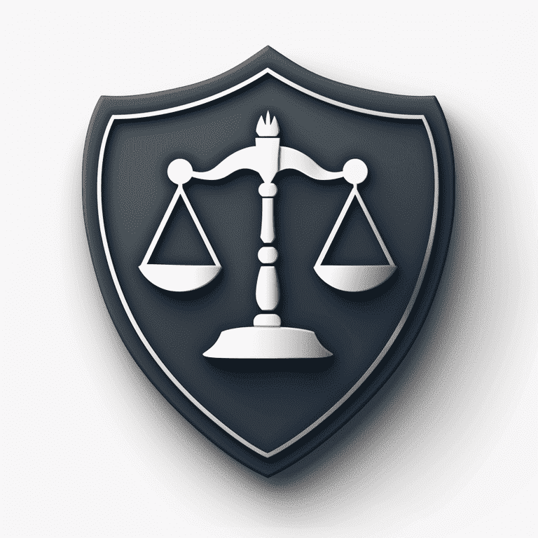 Shield with justice scales icon, representing defenses in assault and battery legal cases.