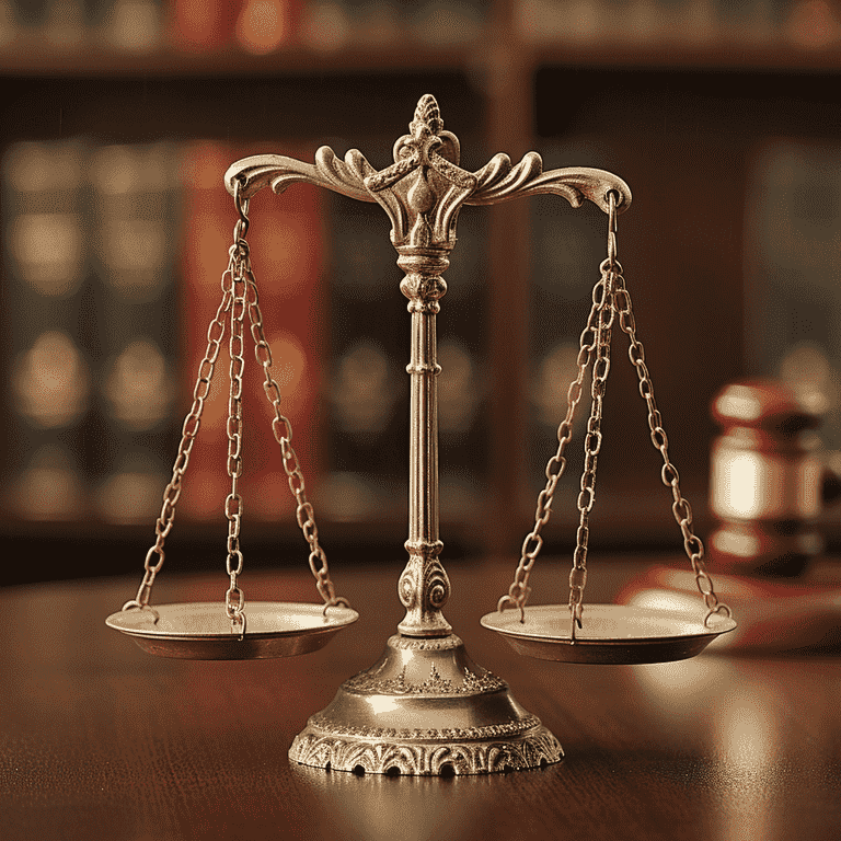 Scale of justice with a courtroom background, symbolizing the legal process for truck accident claims.