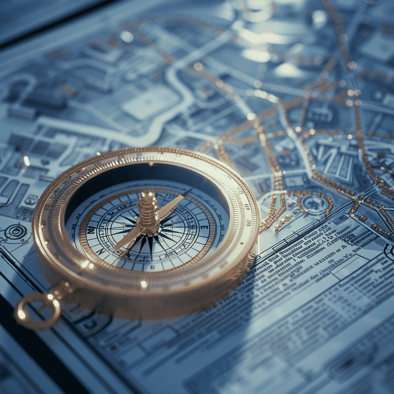 Compass on legal documents with Las Vegas map, representing navigation through the city's legal system.