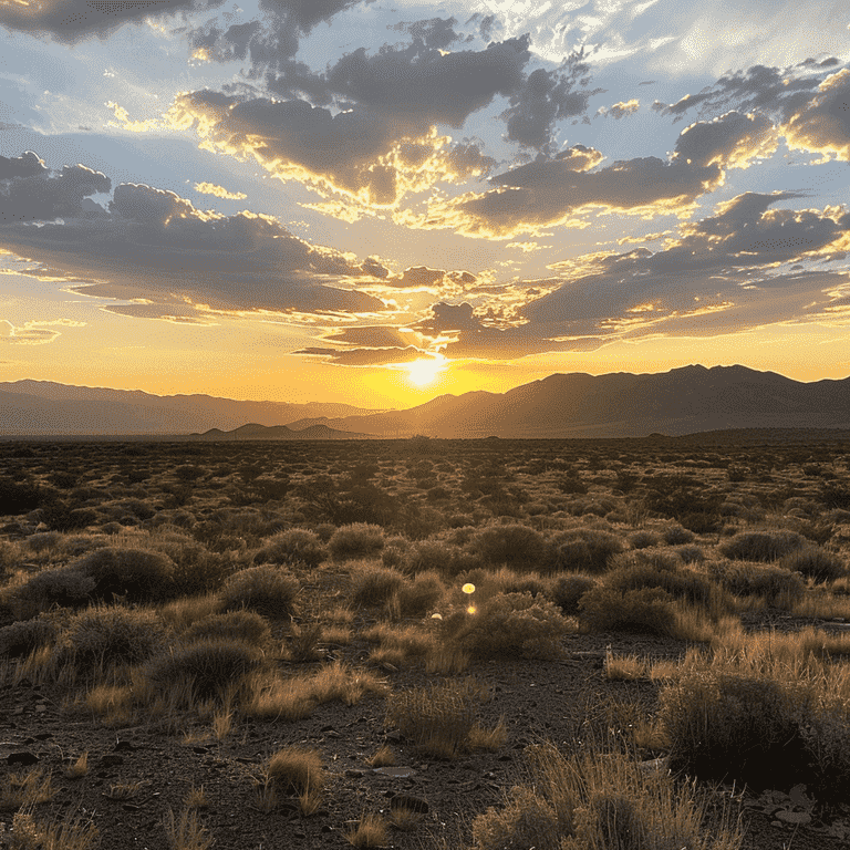 Peaceful desert sunset in Nevada symbolizing transition.