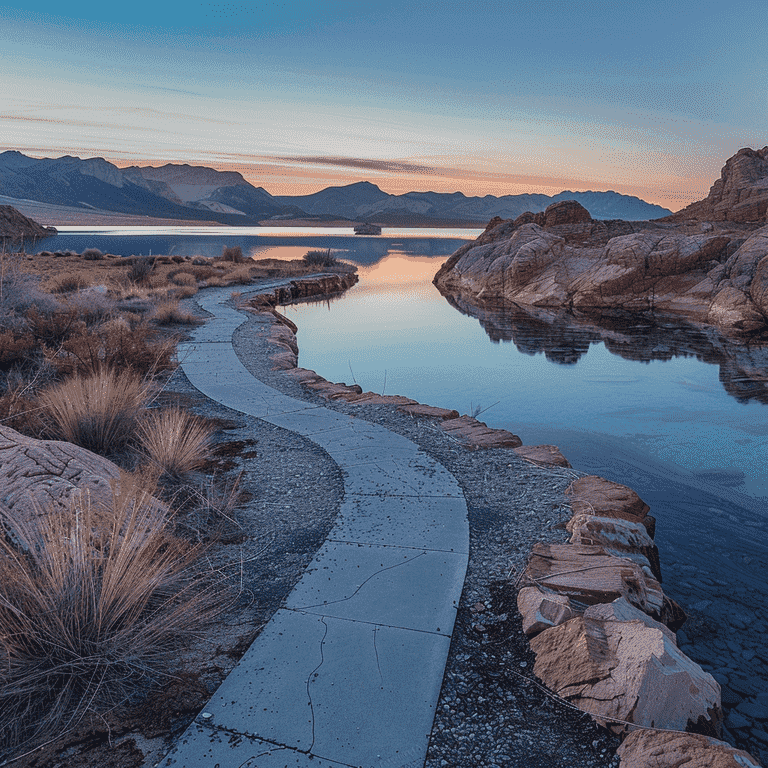 Scenic Nevada landscape with pathway symbolizing the journey of domestic partners with resources to guide them.