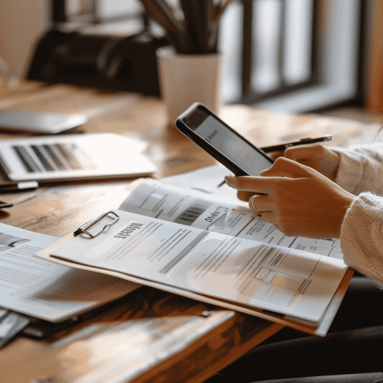 Organized desk with laptop, notepad, and smartphone for tracking conversations