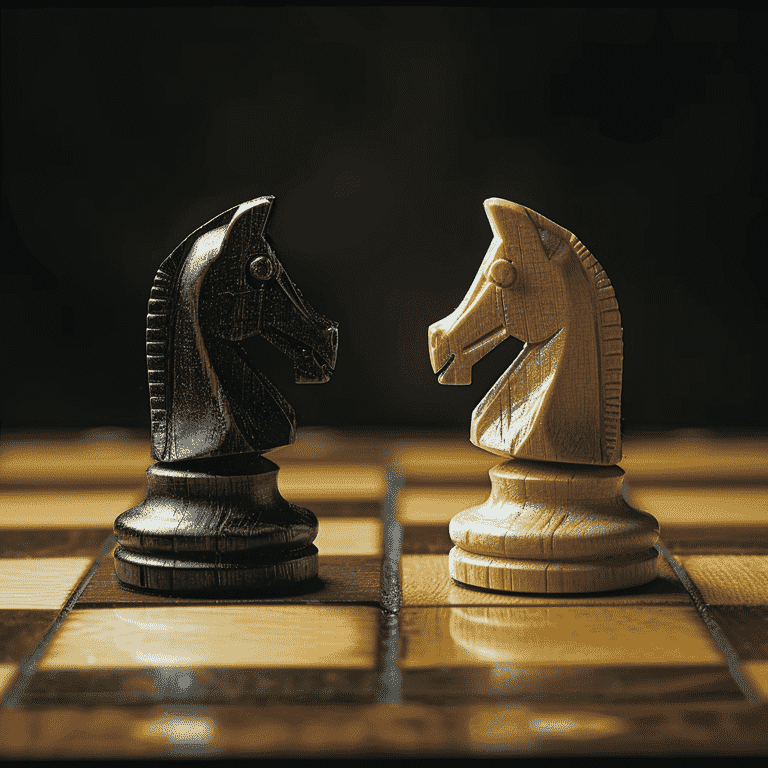 Chess pieces on a board, symbolizing the strategic addressing of counterarguments.