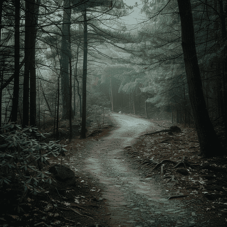 Path Through Misty Forest Symbolizing Clarity