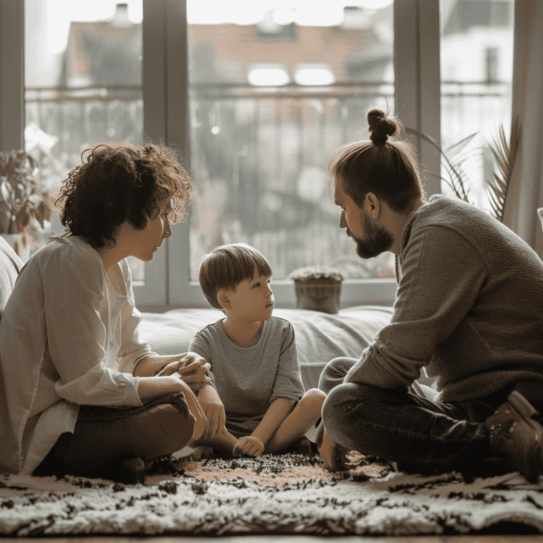 Parents discussing co-parenting arrangements