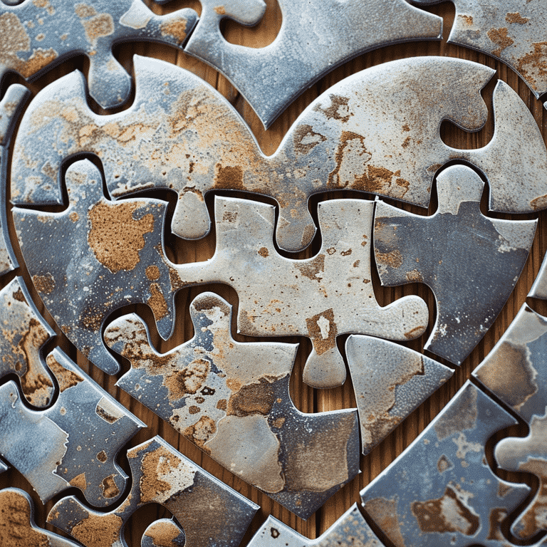 Puzzle pieces fitting together to form a heart