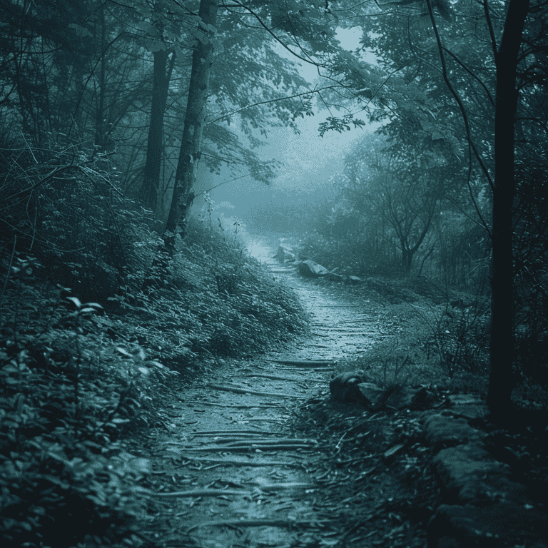 Forked path in misty forest symbolizing potential drawbacks of NING Trusts.