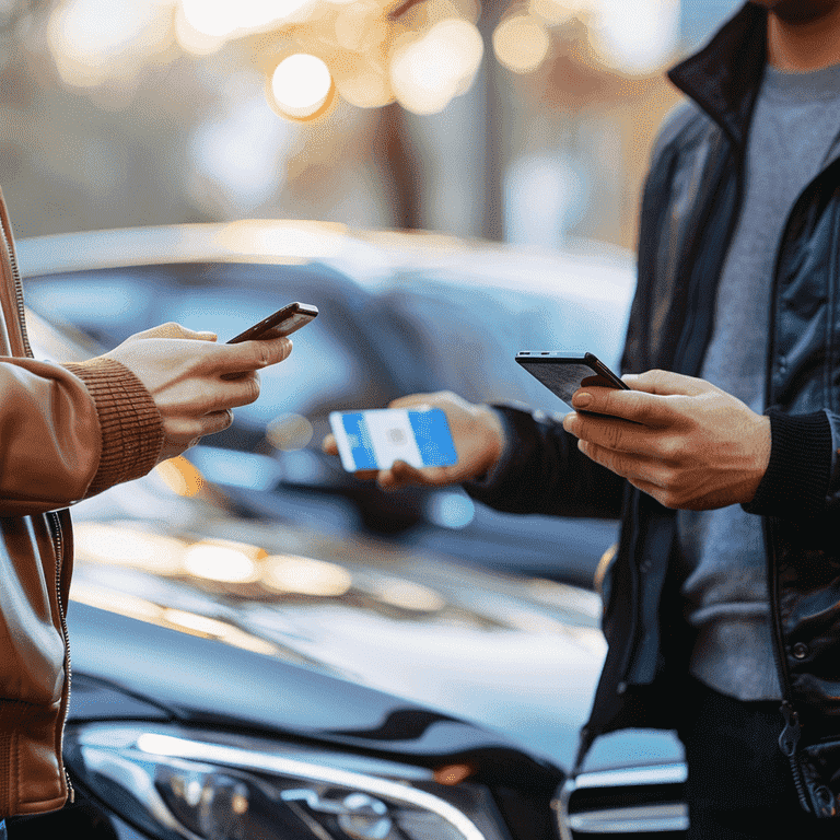 Drivers exchanging insurance information after a car incident