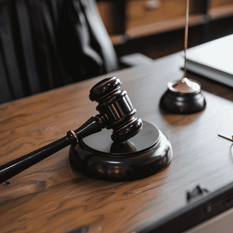 Judge's gavel on a desk