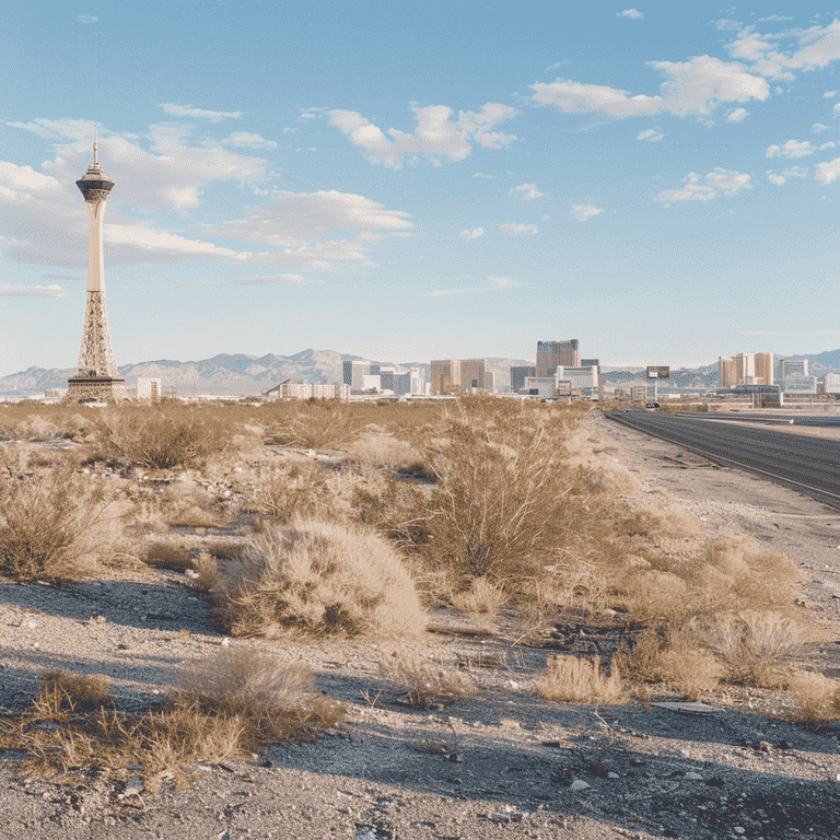 Serene Las Vegas landscape, symbolizing the quest for answers and guidance.