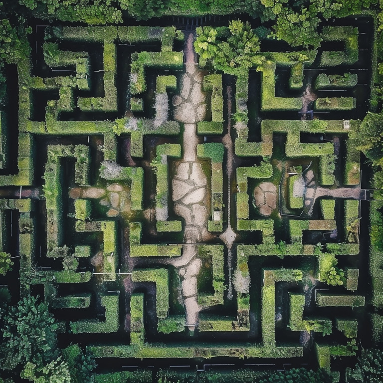 Overhead view of a maze symbolizing legal challenges and considerations