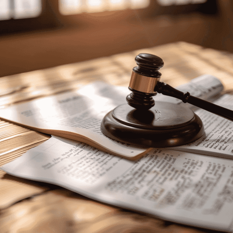 Legal documents and gavel