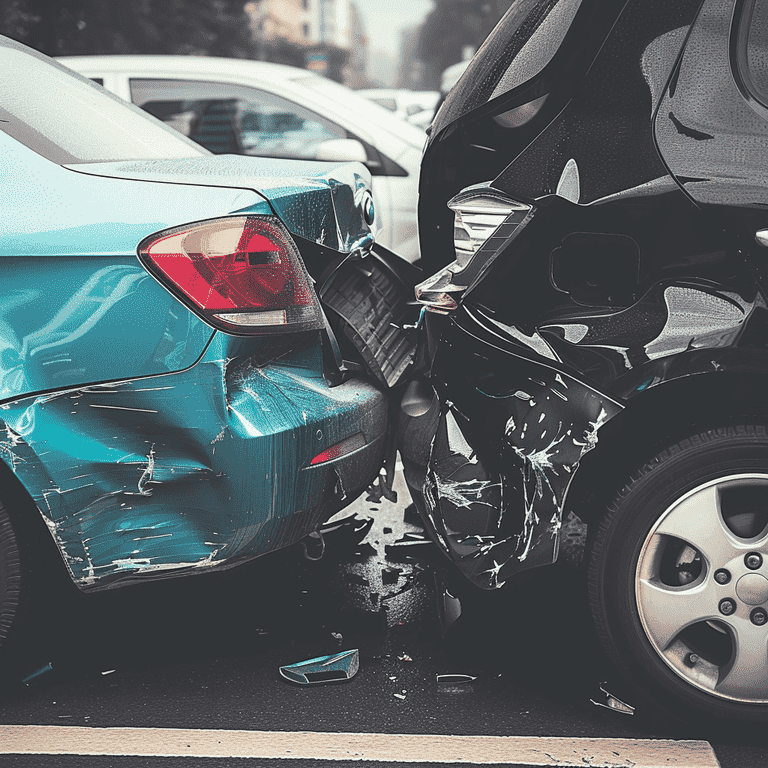 Minor collision between two cars showing focused damage areas