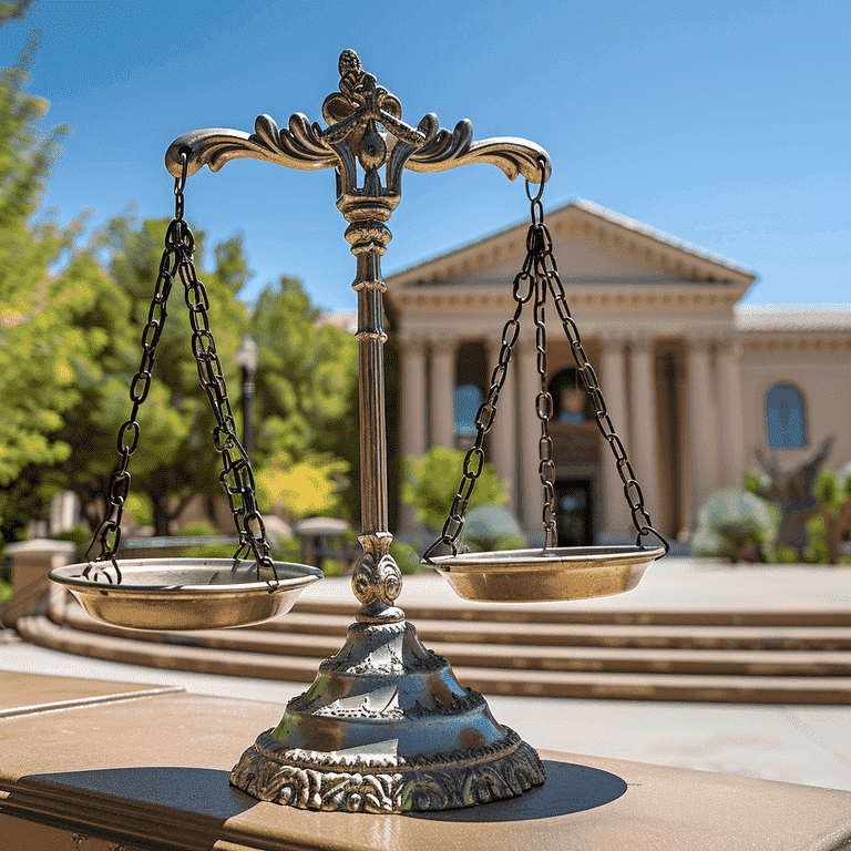 Scale of justice on Nevada courthouse steps for filing a dog bite claim