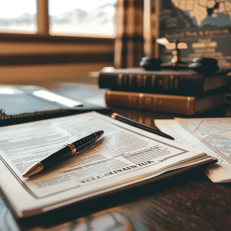 Organized desk with legal documents and Nevada map for setting up a living trust.