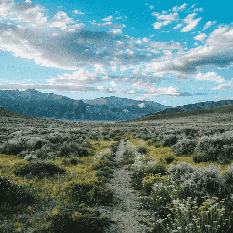 Path through serene Nevada landscape representing the journey to resolution after a dog bite