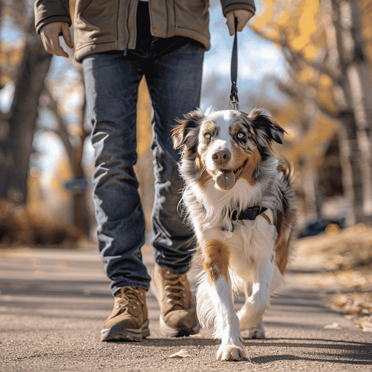 Responsible dog ownership with a pet on a leash in a Nevada park