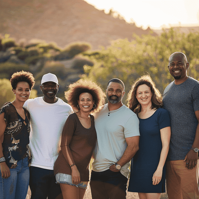 Diverse group of Nevada residents gathering in a community setting.