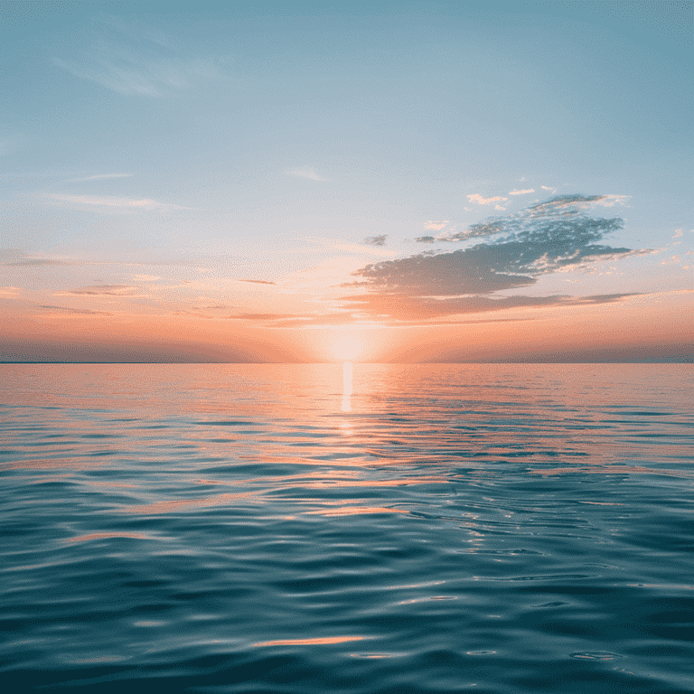 Serene sunrise over calm sea symbolizing new beginnings.