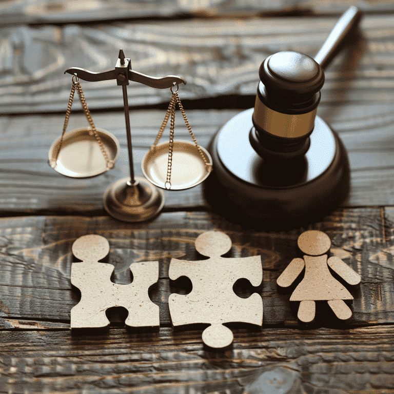 Puzzle pieces connecting family and legal system