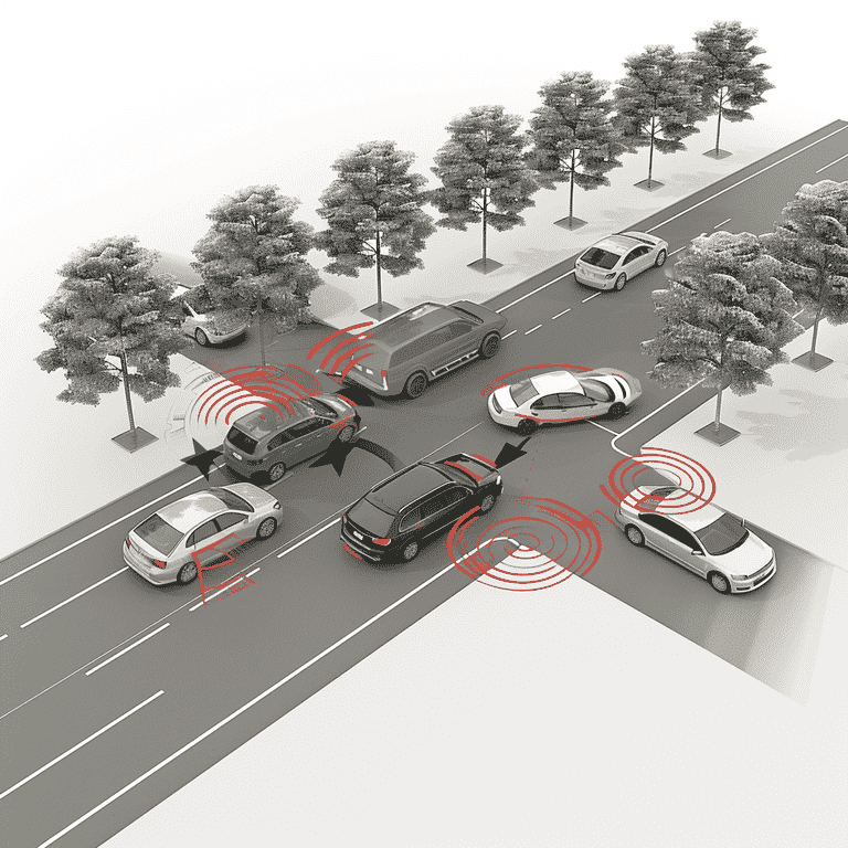 Diagram of various rear-end collision scenarios